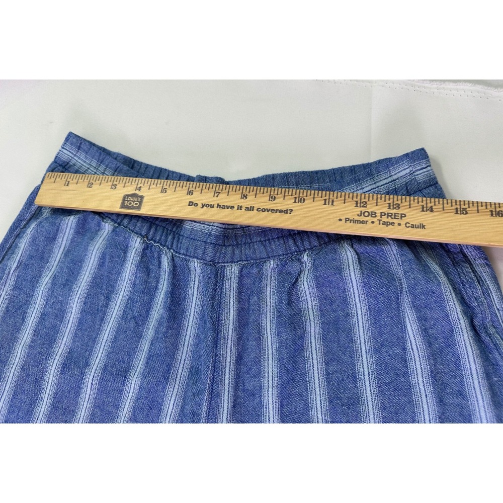 Old Navy High Waisted Linen Blend Striped Wide Leg Beach Pants Blue White Medium - Picture 4 of 8